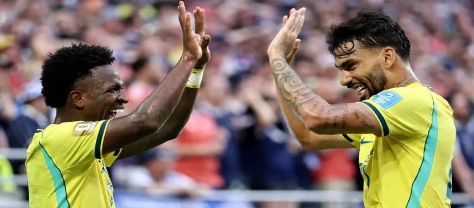 Imagen de la noticia: Con la vuelta de Neymar y Vinícius como figura, Brasil goleó y clasificó primero