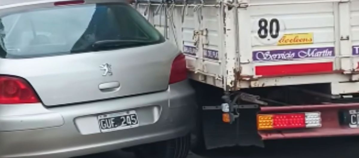 Imagen de la noticia: Escracharon a un transportista que buscando estacionar chocó un auto