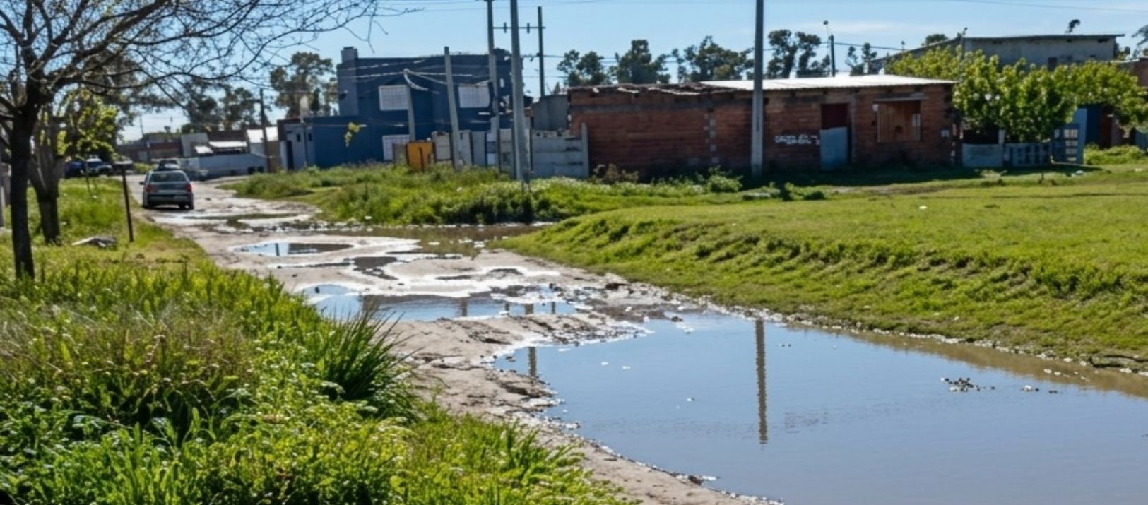 Imagen de la noticia: Vecinos de un barrio bahiense usan escombros para rellenar las calles